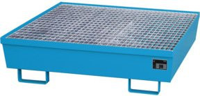 Auffangwanne Bauer Südlohn AM-4/A aus Stahl mit Gitterrost, Blau, B/T/H: 120,0 x 120,0 x 33,5 cm - Bild 1