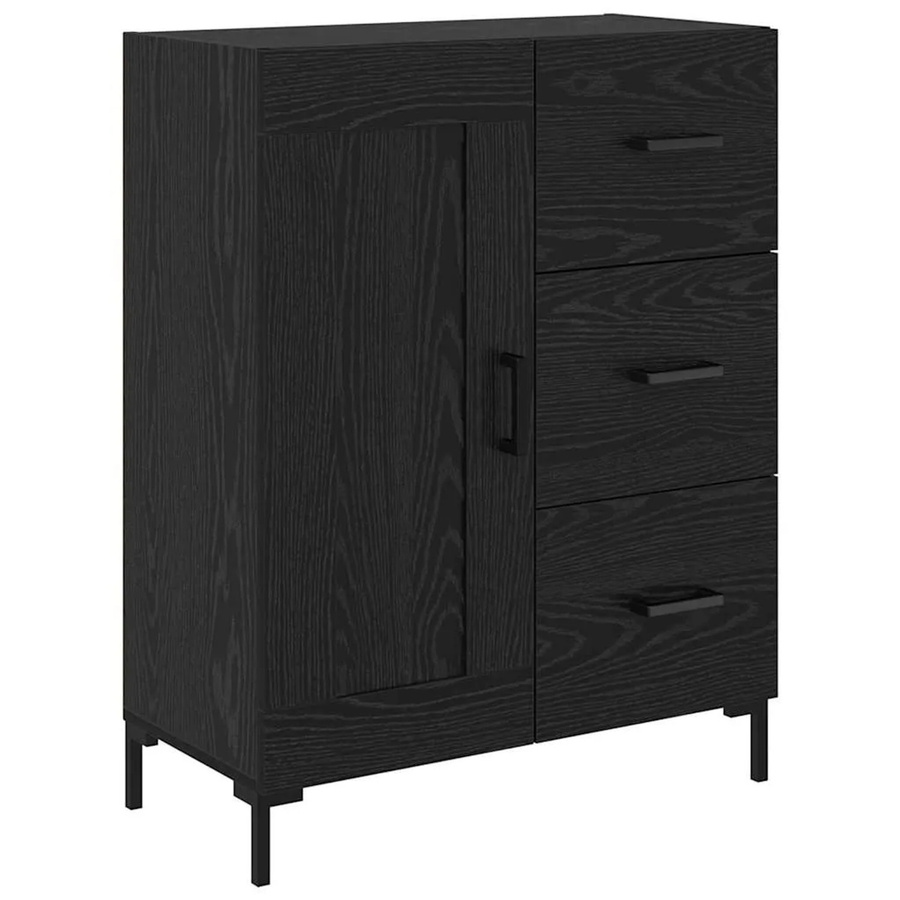 vidaXL Sideboard in Schwarz und Eichen-Optik, modernes Design für Wohn- und Esszimmer, B/T/H: 69,5 x 34 x 90 cm - Bild 2