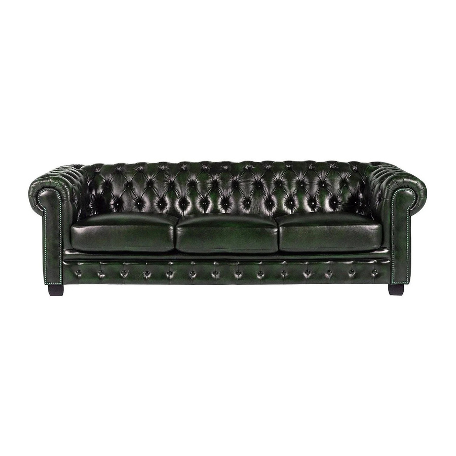 Vente-unique Chesterfield Sofa aus Leder in Tannengrün, Breite: 240 cm - Bild 2