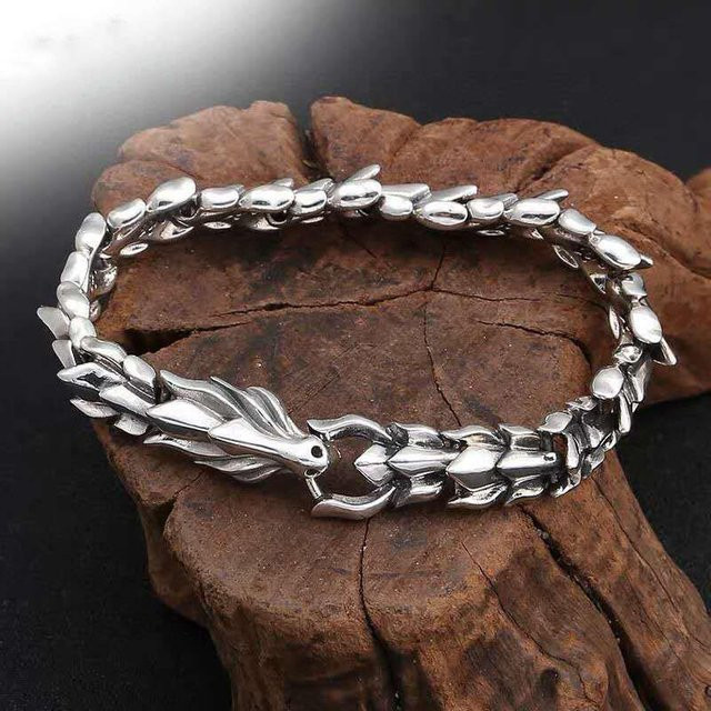 Wucifang Jewelry Armband, 925 Sterling Silber, Drachenschuppen, Herren, 22 cm - Bild 1
