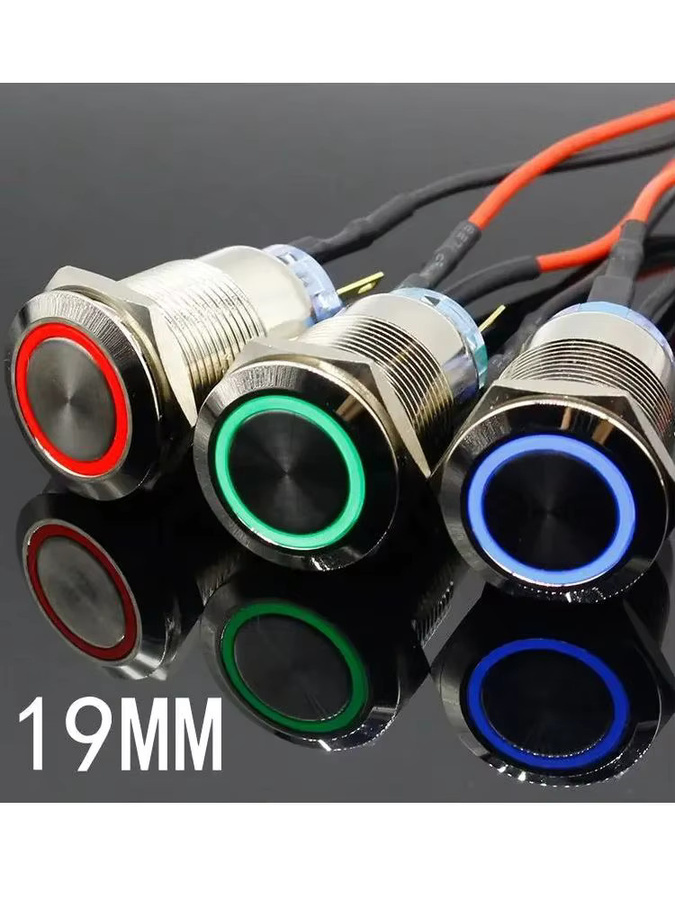 ELECAPITAL LED Druckknopfschalter aus Aluminium in Schwarz mit 19mm Anschlussmaß - Bild 3