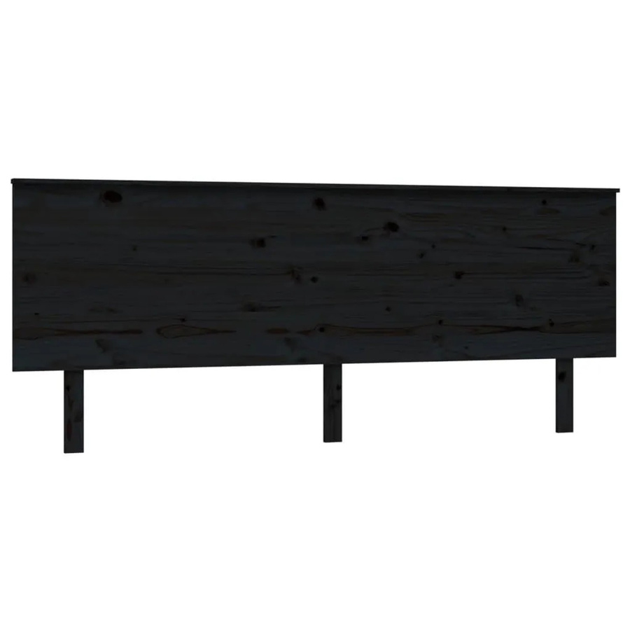 vidaXL Kopfteil aus Massivholz Kiefer in Schwarz, B: 204 cm, H: 82,5 cm, T: 6 cm - Bild 2
