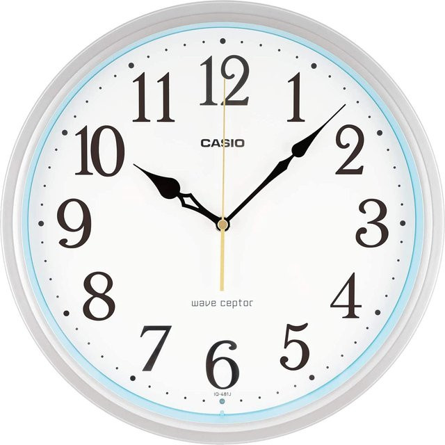 CASIO Wanduhr analog, funkgesteuert mit Nachtlicht und Sekundenstoppfunktion, Silber, B/T/H: 30,5 x 30,5 x 4,6 cm - Bild 1