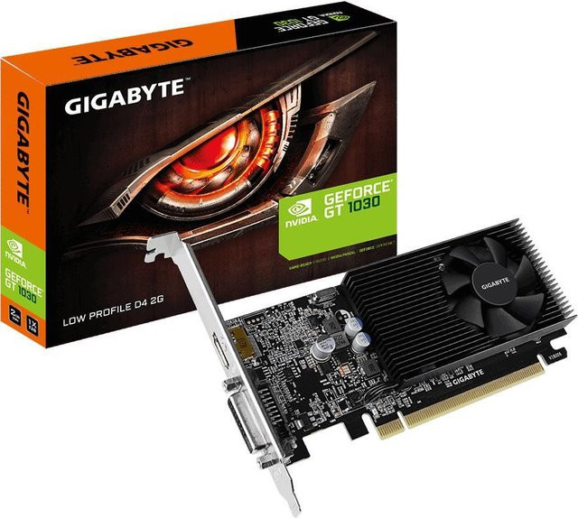 Gigabyte GT 1030 Low Profile D4 2G Grafikkarte in Schwarz mit 2GB DDR4, PCIe 3.0, HDMI und DVI (GV-N1030D4-2GL) - Bild 1