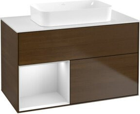V&B Finion Waschtischunterschrank mit Wandbeleuchtung, Farbe Weiß matt lackiert, Breite: 100 cm, Tiefe: 60,3 cm - Bild 1