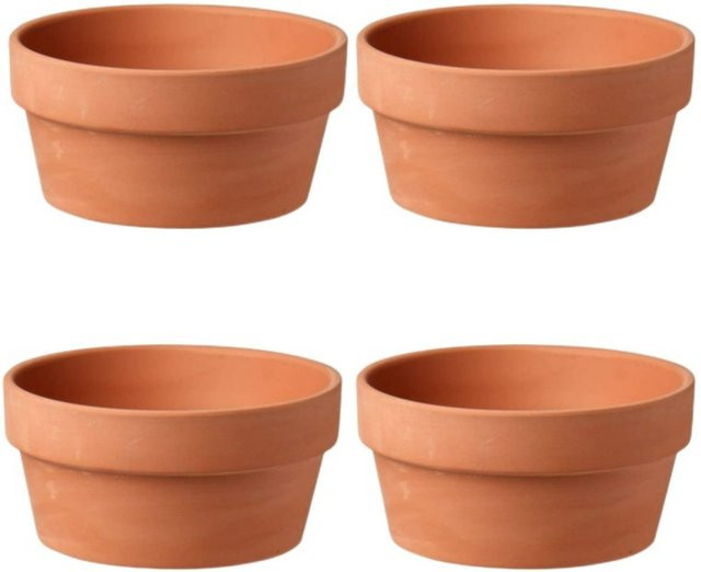 4er Set Terrakotta Blumentöpfe aus Tonkeramik in Braun, B: 11,4 cm, H: 7,6 cm, mit Drainageloch für Kakteen und Sukkulenten - Bild 1