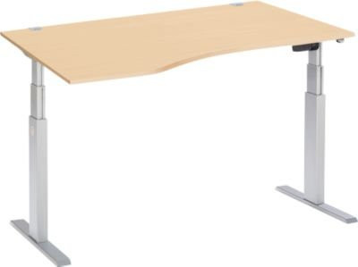 Schäfer Shop Select Schreibtisch ERGO-T elektrisch höhenverstellbar Freiform Ahorn-Dekor/weißalu B/T/H: 180 x 80 x 64-130 cm - Bild 1