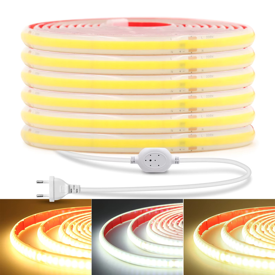 HEGEHE COB LED-Streifen wasserdicht in Weiß mit CCT-Funktion für moderne Heimdekoration, 220V AC - Bild 4