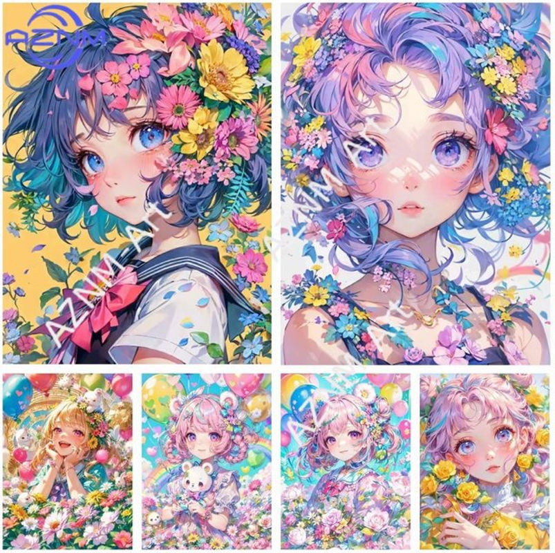 KAYOU Diamant-Malerei Miku Japanisches Cartoon-Mädchen Mosaik-Kunstwerk in Mehrfarbig für die Heimdekoration - Bild 1