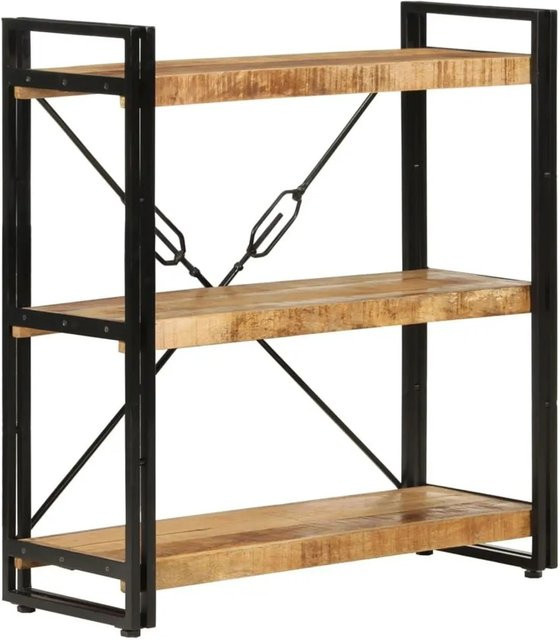 vidaXL Bücherregal mit 3 Fächern aus Massivholz Mango und Eisen, Braun, B/T/H: 77 x 30 x 80 cm - Bild 1