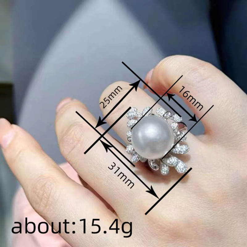 Huitan Ring, Silber, Perle, Zirkonia, Damen - Bild 2