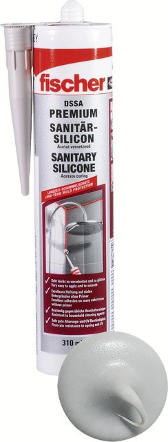 Fischer Sanitärsilikon DSSA Grau, schimmelresistent, 310 ml - Bild 1