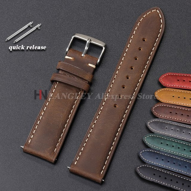 langley Uhrenarmband Leder, Vintage, braun, Herren und Damen - Bild 1