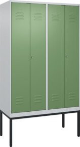 C+P PSA Doppel-Spind Classic PLUS Gestell mit 4 Abteilen, grau, B/T/H: 120 x 50 x 212 cm, mit Zylinderschloss - Bild 1