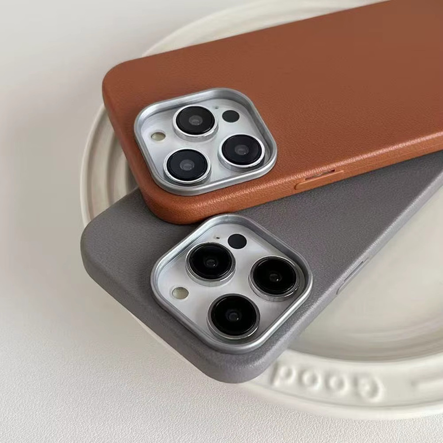 Stoßfeste Handyhülle mit Litschi-Muster für Apple iPhone in Schwarz - Bild 2