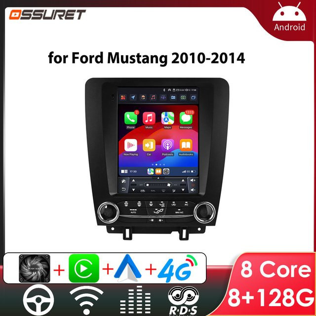 OSSURET Auto-Multimedia-Player für Ford Mustang 2010–2014 mit 9,7 Zoll Android 14 Bildschirm, Autoradio mit GPS-Navigation und 4G, Farbe: Schwarz - Bild 1