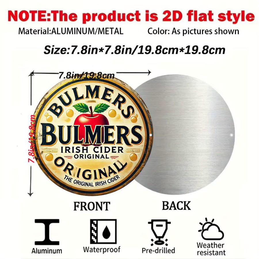 Bulmers Irish Cider Original rundes Aluminium-Metallschild Celtic Brewing Heritage in Gelb Durchmesser: 20 cm - Bild 2