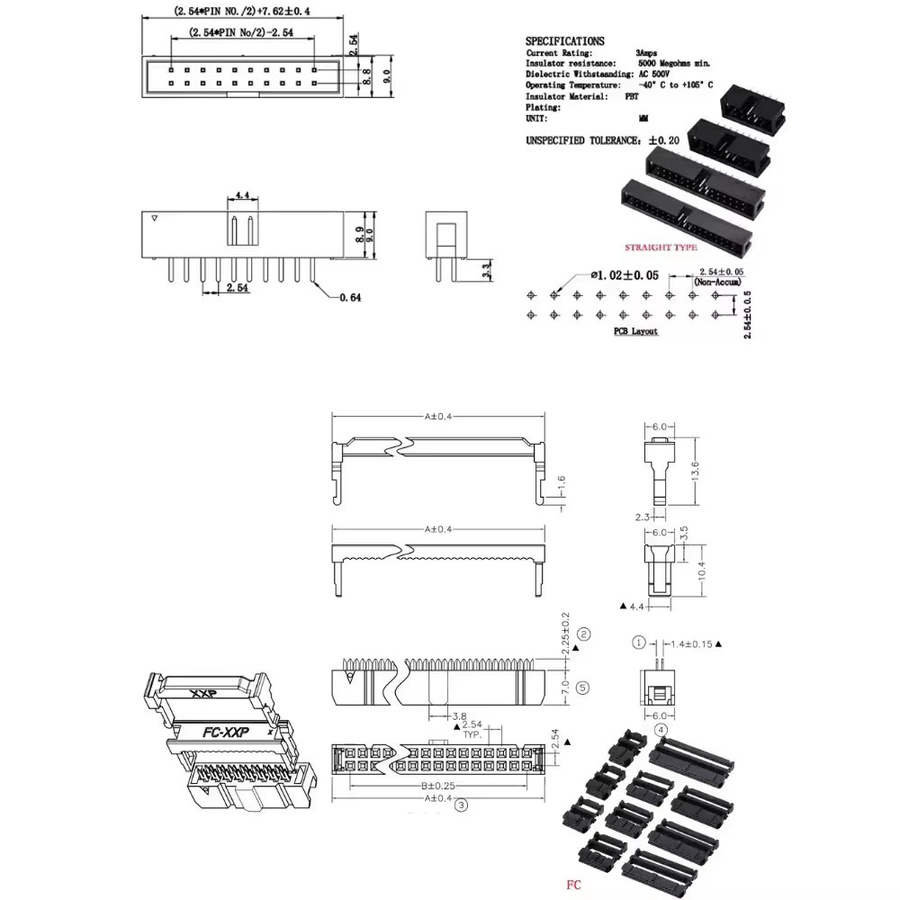 ALLiSHOP IDC Buchsen und Header Stecker Set, 2,54mm Pitch, Schwarz, 10 Stück - Bild 4