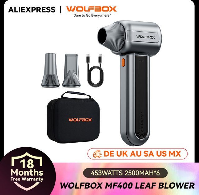 WOLFBOX MF400 Laubbläser mit Hochgeschwindigkeits-Brushless-Motor in Grau mit 3 Modi und Turbo-Funktion - Bild 1