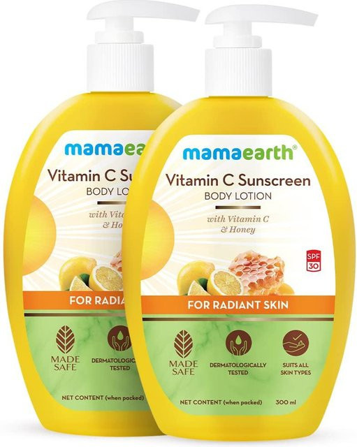Mamaearth Vitamin C Körperlotion Sonnenschutz LSF 30, 300 ml, Unisex - Bild 1