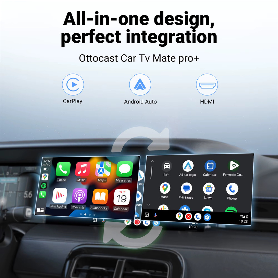 OTTOCAST Auto TV Mate Max 4 IN 1 Wireless CarPlay und Android Auto Adapter mit TV Stick und Mirroring in Schwarz für Toyota Lexus RAV4 Corolla - Bild 5