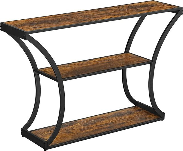 Vasagle Konsolentisch mit gebogenen Beinen in Braun-Schwarz, rustikaler Design-Tisch für Wohnzimmer, Küche oder Flur, B/T/H: 120 x 30 x 80 cm - Bild 1