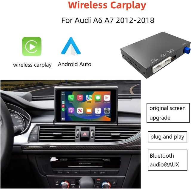 ANYFAR Drahtloses CarPlay und Android Auto Interface für Audi A6 A7 2012-2018 mit Bluetooth und Rückfahrkamera Unterstützung in Schwarz - Bild 1