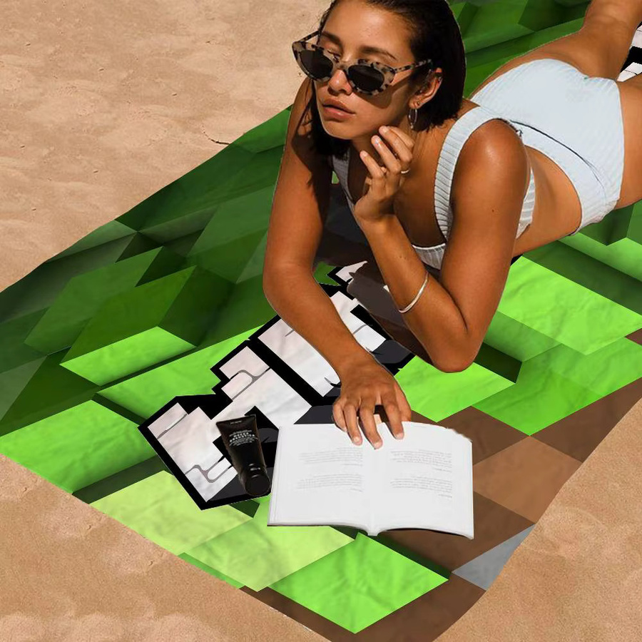 Potdemiel Sandbox Game M-Minecraft Strandtuch aus Mikrofaser in Multicolour - Bild 4