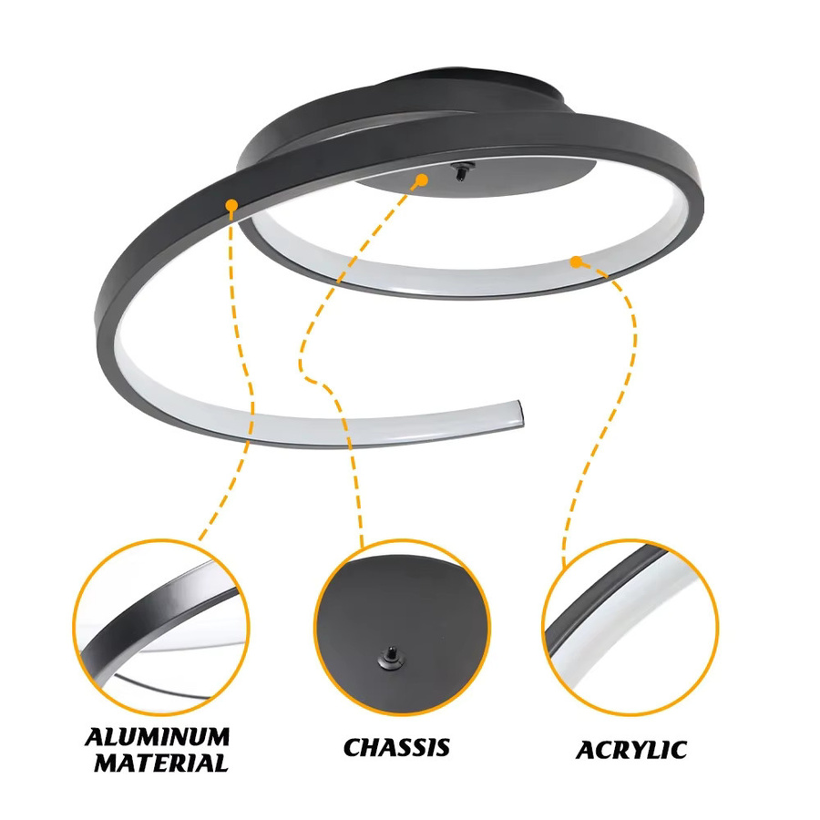JOYINLED LED-Deckenleuchte im Ring-Design, minimalistische Deckenlampe aus Metall für Wohnzimmer, Esszimmer und Schlafzimmer, Schwarz und Weiß - Bild 4