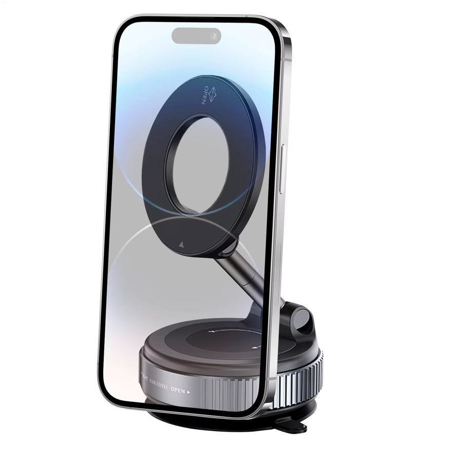 Vakuum-Magnet-Autotelefonhalterung in Schwarz mit 360 Grad Verstellbarkeit und faltbarem Design zur Montage am Armaturenbrett - Bild 3