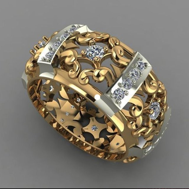 Huitan Verlobungsring, goldfarben, Zirkonia, Unisex - Bild 1