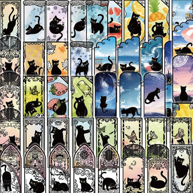 Charile Tarot Karte Schwarze Katze Cartoon Aufkleber, transparent - Bild 1