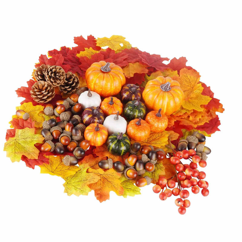 Tooarts 162-teiliges Herbst Dekorationsset mit künstlichen Ahornblättern, Eicheln und Kürbissen in Mehrfarbig aus Schaumstoff und Kunststoff für deine Tischdekoration - Bild 5