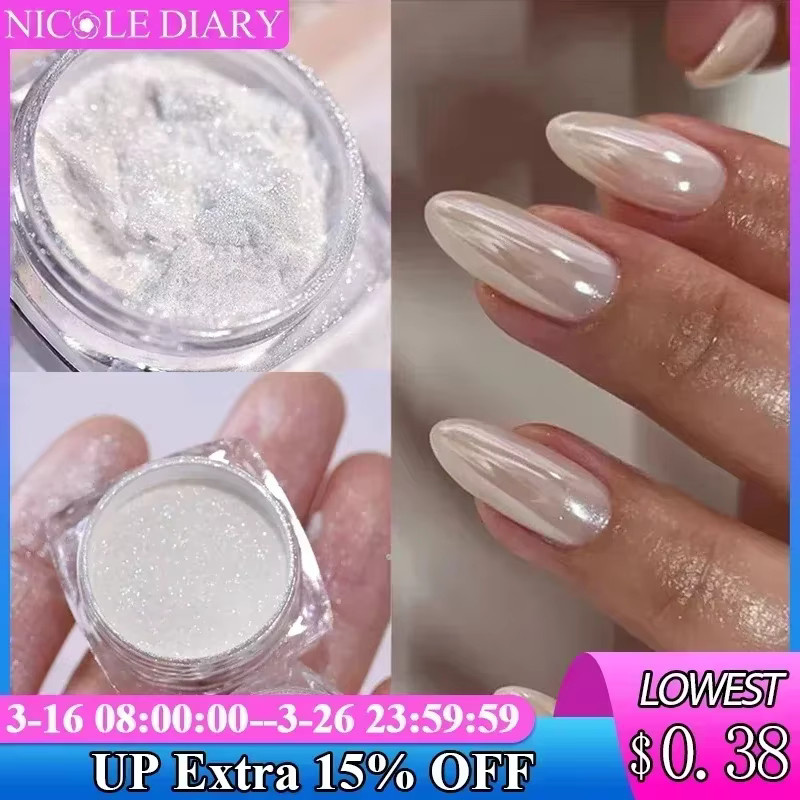 CNKESS Nageldesign Puder, Pearl White, Glänzend - Bild 3