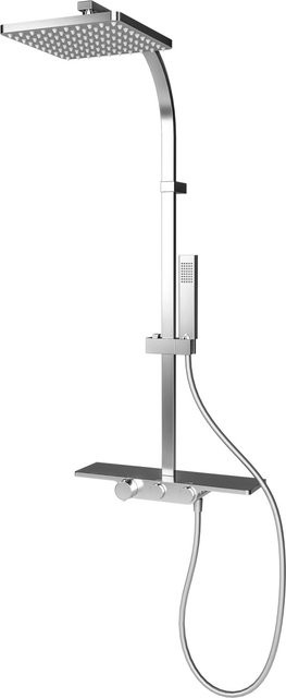 Schulte Duschsystem Rain II Square mit Thermostat und Ablage in Chrom - Bild 1