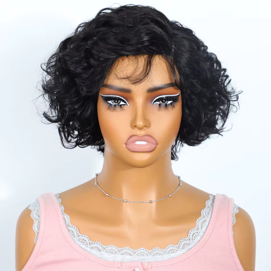 Echthaarperücke Körperwellen Pixie-Schnitt mit Babyhaar, Damen, Sleek - Bild 4