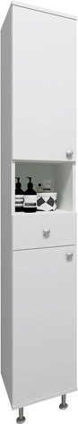 VCM Hochschrank Nilosi in Weiss mit Türen und Schubladen, B/H/T: 30 x 185 x 31 cm - Bild 1