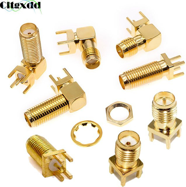 Cltgxdd SMA-KE/KWE SMA-Buchsenadapter mit Lötanschluss für Leiterplattenmontage, RF-Kupfer-Koaxialstecker in Gold - Bild 1