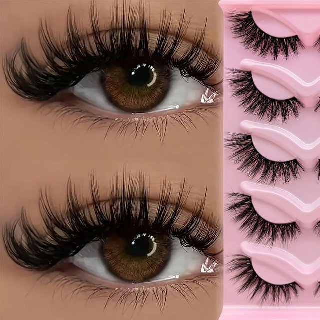 3D Falsche Wimpern Katzenaugen-Look, Black, 5 Paar, Unisex - Bild 1