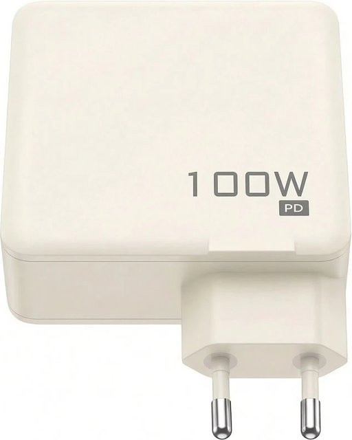 Deepartner 100W GaN Schnellladegerät in Weiß mit 3 Anschlüssen (2x USB-C, 1x USB-A) und PD EU-Stecker für iPhone, Samsung und Laptops - Bild 1