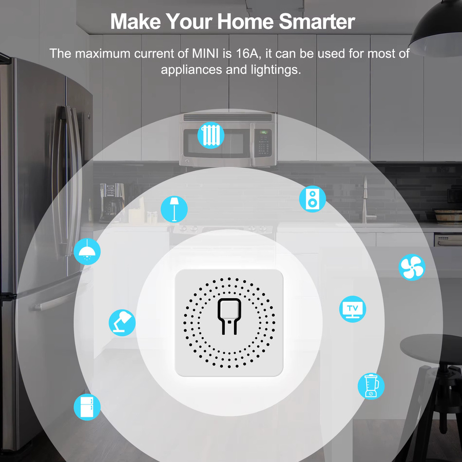 QNCX WLAN Mini Smart Schalter 16A mit 2-Wege-Steuerung in Weiß, kompatibel mit Tuya Smart Life, Alexa und Google Home - Bild 2