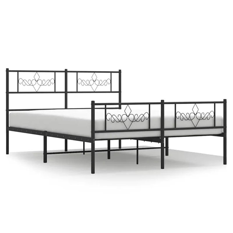 Vidaxl Metallbettgestell mit Kopfteil und Fußteil in Schwarz im Industrial-Stil, B/T/H: 135 x 190 cm - Bild 3
