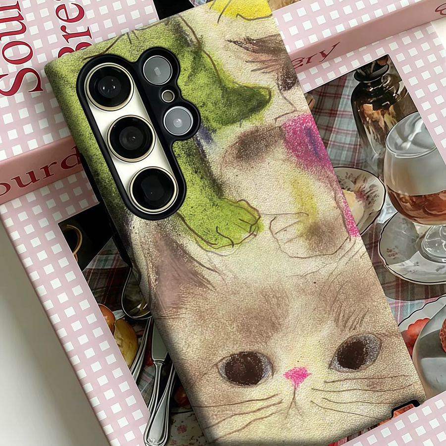 Stoßfeste Pop-Art Katzen Handyhülle für Samsung Galaxy S25 Ultra, S24 und S23 Ultra Plus in Multicolour mit robuster Doppelschicht-Rückabdeckung - Bild 4