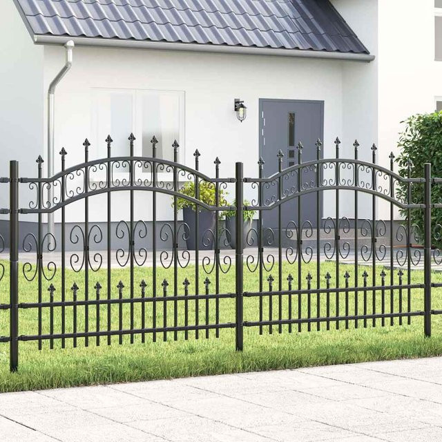vidaXL Gartenzaun aus pulverbeschichtetem Stahl in Grau, B/H: 240 x 140 cm - Bild 2