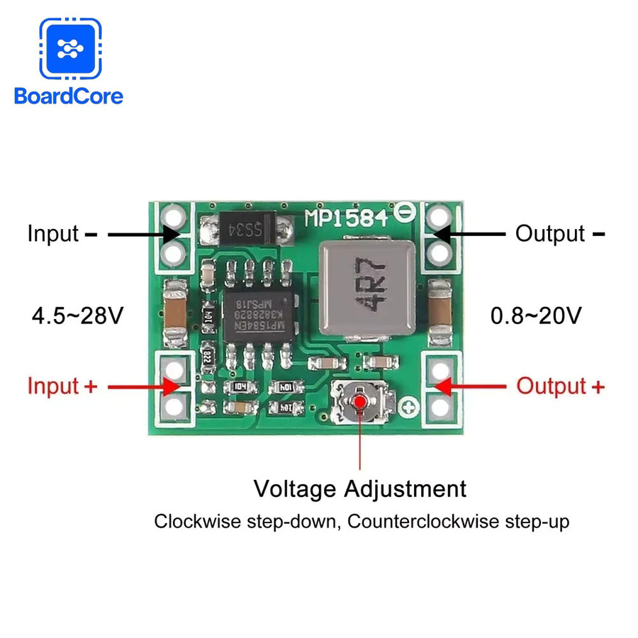 MP1584EN DC-DC Buck Converter 3A Einstellbares Step-Down-Modul 4,5-28 V auf 0,8-20 V in Grün - Bild 2
