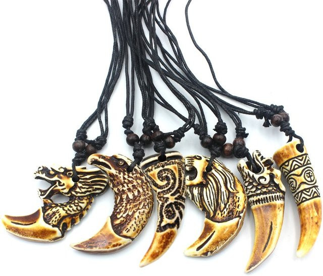 weyena Halskette, Yak Knochen, Drachen Totem, Anhänger, Unisex - Bild 1