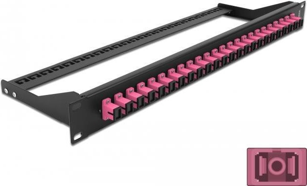 Delock Patch Panel 24 Port SC MM, Rack montierbar, 1 HE, Schwarz-Violett - Bild 1
