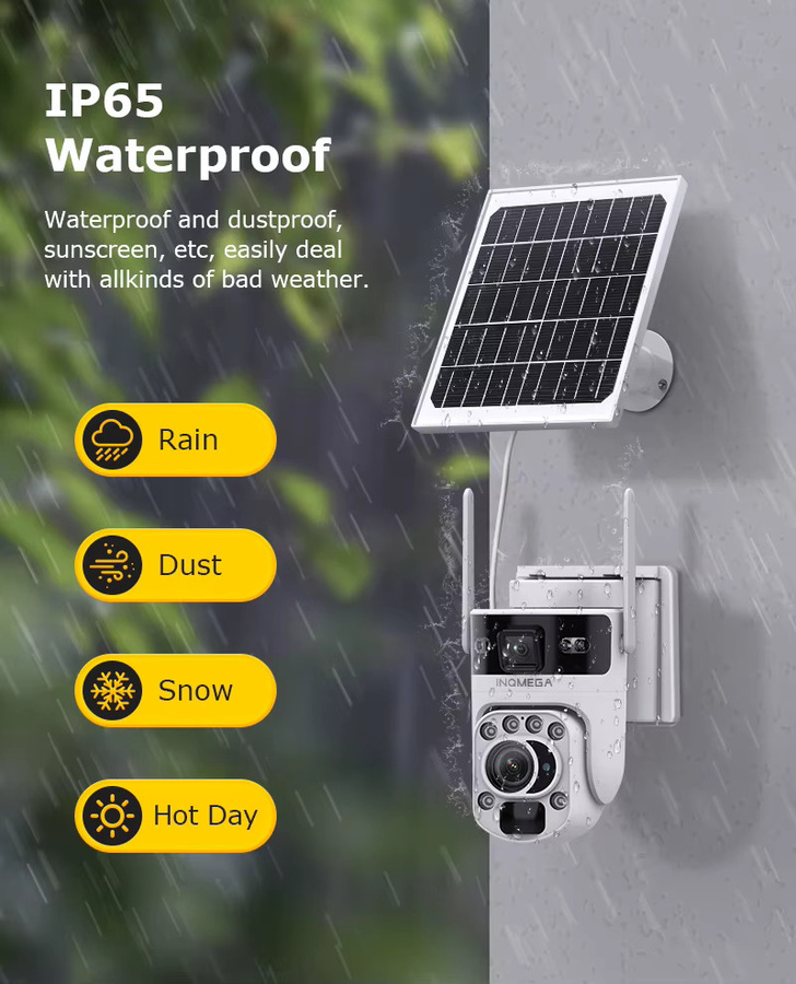 INQMEGA Solarkamera mit 12MP Auflösung, 60X optischem Zoom, Dual Screen, PTZ, PIR Erkennung und Auto Tracking, 4G/WiFi Überwachungskamera in Weiß - Bild 5