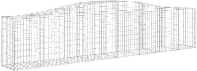 vidaXL Gabionen mit Hochbogen Set aus 3 Stück, Farbe Silber, aus verzinktem Eisen, B/T/H: 400 x 50 x 80/100 cm - Bild 1