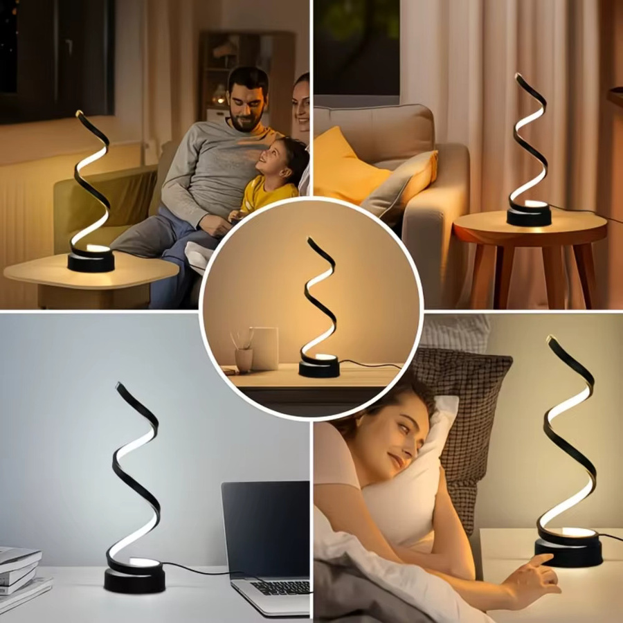 ledcbet Spiralförmige LED-Nachtlampe mit USB-Anschluss, dimmbar, Schwarz und Weiß - Bild 5